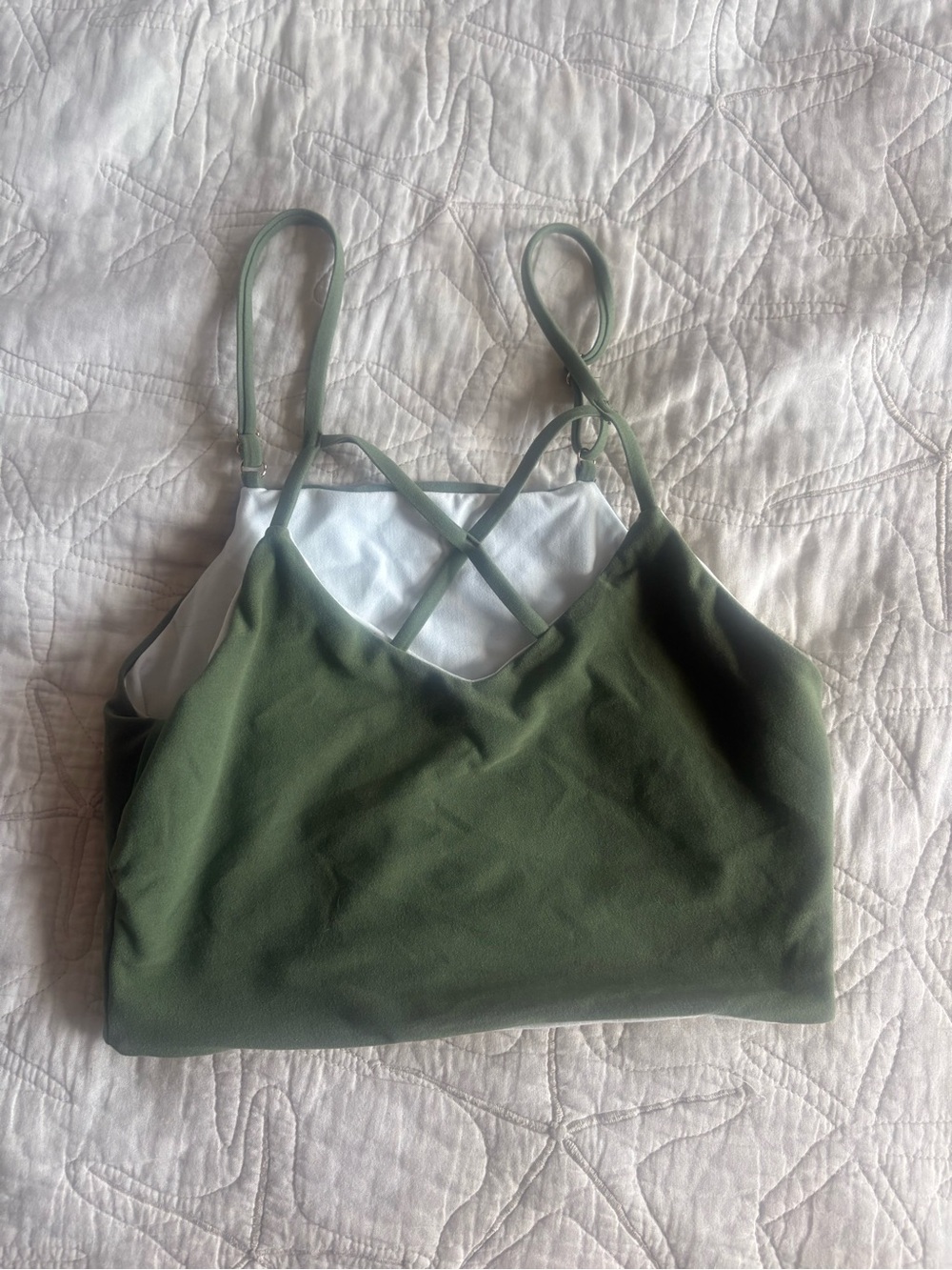 Olive Green Strappy Bralette Top/ Reversible Sportspbra by Wolven